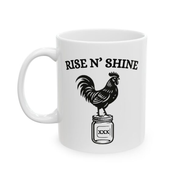 “Rise n’ Shine" Moonshine Mug – Ceramic Coffee Cup for Home Distillers, Moonshiners, and Craft Spirit Lovers