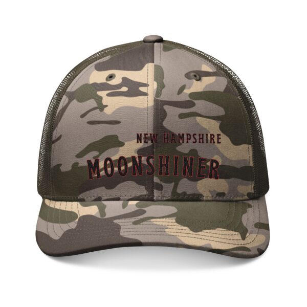 “New Hampshire Moonshiner" Hat – Camo Trucker Cap for Home Distillers, Moonshine Enthusiasts & Appalachian Heritage Gear