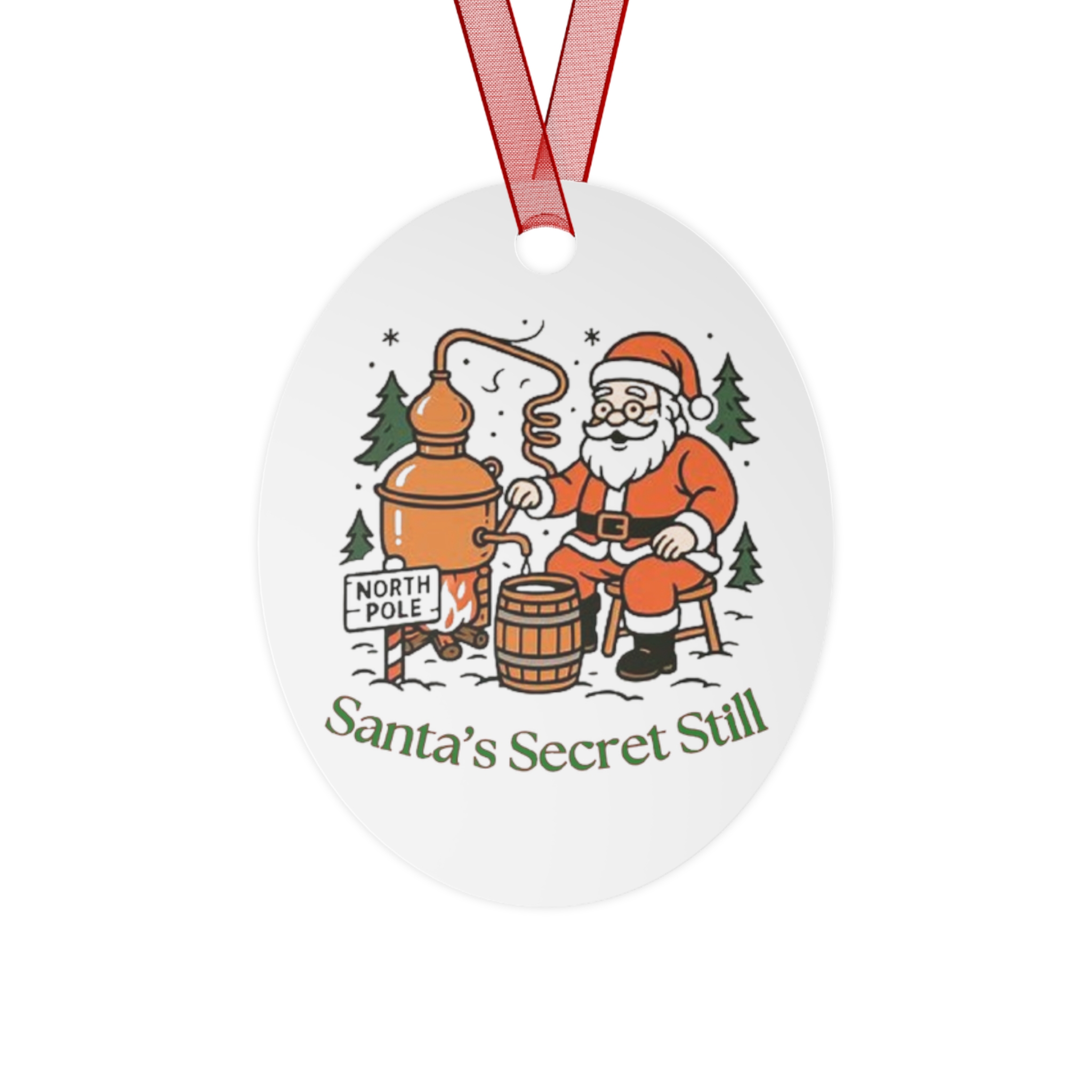 "Santa’s Secret Still" Decoration, Moonshine Christmas Ornament – Home Distiller Holiday Décor for Shiners and Bootlegger Gifts