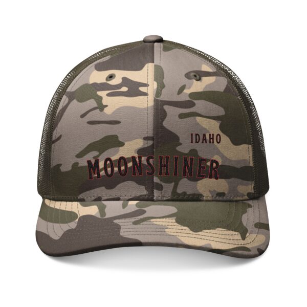 Idaho Moonshiner" Hat – Camo Trucker Cap for Home Distillers, Moonshine Enthusiasts & Appalachian Heritage Gear